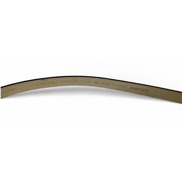 Vntg Chicos Adjustable Skinny Brown Leather Gold Hook Belt Sizes S-M RN #79984 main image 5